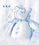 ambiguous_gender anthro canid canine canis coyote featureless_face foxes-radio glistening glistening_body hair hi_res mammal null nullification plastic_body simple_background solo white_body