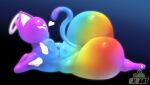  2023 :3 absurd_res anthro artist_collaboration astroodragon big_butt breasts butt colorful_theme domestic_cat eyes_closed felid feline felis female hi_res huge_butt looking_at_viewer looking_back looking_back_at_viewer lying mammal multicolored_body nude on_side pawpads rainbow_(sadflowerhappy) rainbow_body rear_view sadflowerhappy samayuune side_boob smile solo sparklefur synyx27 