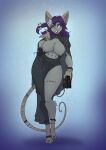 2026 anthro bell bell_collar big_breasts breasts buckteeth camel_toe clothing collar dress ear_piercing female fur genital_outline grey_body grey_fur grey_hair hair hi_res ineffective_clothing long_hair looking_at_viewer mammal multicolored_hair murid murine nipple_piercing nipple_ring nipples one_eye_closed pale_eyes piercing purple_hair purse rat ring_piercing rodent skaven solo tail teeth thick_thighs thott_(yawg) two_tone_hair vulva_outline warhammer_(franchise) whiskers wide_hips wink winking_at_viewer yawg