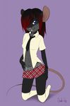  clea cleamouse cleasach collar devoidkiss female legwear mammal mouse necktie pinup plaid pose punk punky rodent school-girl schoolgirl skirt slutty socks stockings 