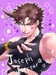  brown_hair crop_top eyelashes fingerless_gloves gloves green_eyes jojo_no_kimyou_na_bouken joseph_joestar_(young) male_focus nakumonaga_uma solo star 