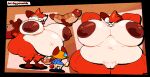 16:9 2025 3_toes 4_fingers anthro areola balls belly big_areola big_belly big_breasts big_butt black_border black_clothing black_eyes black_footwear black_nose black_shoes blep blue_clothing blue_shirt blue_topwear bodily_fluids border bottomwear breasts brew_dafox_(superiorfox) brown_areola brown_background brown_body brown_ears brown_fur brown_markings brown_nipples butt canid canine cheek_tuft clothing colored cute_fangs digital_drawing_(artwork) digital_media_(artwork) dipstick_tail duo english_text facial_tuft fangs feet female female_focus fingers food footwear fox front_view fur genitals glistening glistening_areola glistening_belly glistening_body glistening_breasts glistening_butt glistening_genitalia glistening_hair glistening_nipples glistening_skin glistening_thighs glistening_vulva gloves_(marking) gravy_dafox_(superiorfox) hair hands_behind_head hanging_belly holding_food holding_object hot_dog huge_areola huge_belly huge_breasts huge_butt huge_thighs ketchup larger_anthro larger_female leg_markings light lighting male male/female mammal markings meat multicolored_body multicolored_fur multiple_images navel necktie nipples nude obese obese_anthro obese_female open_mouth orange_body orange_fur orange_tail overweight overweight_anthro overweight_female pants presenting pupils red_body red_fur red_hair red_necktie red_tail red_tongue sausage shaded shirt simple_background size_difference slit_pupils smaller_anthro smaller_male snout socks_(marking) solo_focus standing superiorfox sweat sweatdrop tail tail_markings tan_bottomwear tan_clothing tan_pants teeth text thick_thighs toes tongue tongue_out topwear true_fox tuft two_tone_body two_tone_fur two_tone_tail vulva white_body white_fur white_sclera white_skin white_tail_tip wide_hips widescreen x_navel