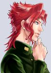  blue_eyes earrings gakuran jewelry jojo_no_kimyou_na_bouken kakyouin_noriaki male_focus nakumonaga_uma profile red_hair school_uniform solo 