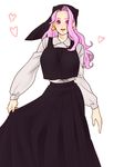  dress earrings genderswap jewelry jojo_no_kimyou_na_bouken pink_eyes pink_hair solo tit_horse vanilla_ice 