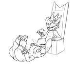  agumon ambiguous_gender bdsm bondage bound crown digimon foot_fetish foot_focus forced king royalty sweat throne veemon 