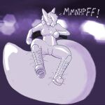 1:1 abstract_background ambiguous_gender anthro boots breasts canid canine canis chair clothing coyote english_text featureless_breasts featureless_crotch featureless_face footwear foxes-radio furniture hi_res loss_of_speech mammal null nullification shoes sitting solo text white_body