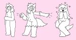 :3 anthro bigsteppies canid female heart_nose heart_symbol human human_to_anthro mammal nude pink_background sequence simple_background solo species_transformation transformation transformation_sequence