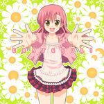  hairband hands hayate_no_gotoku! hyuuga_takashi jacket katsura_hinagiku outstretched_arms outstretched_hand pink_hair plaid plaid_skirt reaching skirt slit_pupils smile solo yellow_eyes 