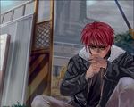  brown_hair clannad furukawa_akio male_focus mutsuki_(moonknives) smoking solo sunglasses 