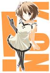 brown_eyes brown_hair don't_say_&quot;lazy&quot; dress from_above gloves hirasawa_yui k-on! one_eye_closed pantyhose short_hair solo souyoku striped striped_legwear vertical-striped_legwear vertical_stripes 