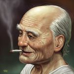  cigarette liver_spots male_focus matataku old_man original realistic smoking solo 