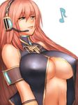  breasts covered_nipples fumio_(rsqkr) headphones headset large_breasts long_hair megurine_luka musical_note pink_hair sketch solo underboob vocaloid 