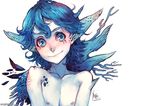  androgynous blue_eyes blue_hair copyright_request flat_chest monster_girl solo yi_lee 