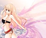  bad_id bad_pixiv_id bare_shoulders belt blonde_hair blue_eyes bra butt_crack choker dcvermeer lingerie long_hair macross macross_frontier sheryl_nome shorts solo underwear 