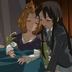  akiyama_mio bed bed_sheet blazer blush closed_eyes ixy jacket k-on! multiple_girls school_uniform tainaka_ritsu 