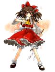  bad_id bad_pixiv_id bow brown_hair frills gathers hakurei_reimu popoin red_eyes ribbon solo touhou 