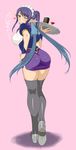  alternate_costume ass blush breasts covered_nipples dr.p enmaided heart judith large_breasts looking_back maid one_eye_closed pencil_skirt pointy_ears ponytail purple_background purple_eyes purple_hair skirt solo tales_of_(series) tales_of_vesperia thighhighs thighs translated waitress zettai_ryouiki 