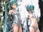  3d alternate_hairstyle aqua_eyes aqua_hair bad_id bad_pixiv_id bikini detached_sleeves hatsune_miku headphones headset latex long_hair marimo_(pixiv_516046) nail_polish shiny shiny_clothes skin_tight swimsuit twintails vocaloid 