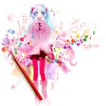  bag blue_eyes blue_hair boots bug butterfly colored_pencil digital_media_player hair_ribbon hatsune_miku insect ipod long_hair musical_note pantyhose pencil pink_footwear pink_legwear ribbon skirt smile solo twintails vocaloid wooden_pencil yoshida_yoshitsugi 