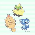  3others animal_ears beak bird browt commentary_request dog dog_ears dog_tail fangs gecko gecqua highres lizard_tail looking_at_viewer looking_to_the_side multiple_others no_humans open_mouth pokemon pokemon_(creature) pokemon_ww pombon rio_(rio0v0o) smile tail 