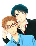  1girl gekkan_shoujo_nozaki-kun glasses height_difference hori_masayuki kashima_yuu open_mouth reverse_trap school_uniform short_hair uraemon 