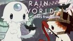  batfly_(rain_world) blue_gem collar creature creature_focus crown forehead_jewel fraid frown gem holding jejejunum neck_fur no_mouth no_nose original rain_world slugcat solid_oval_eyes white_fur white_tail youtube_video_thumbnail 