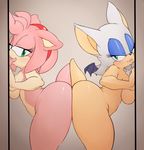  2014 amy_rose anthro argento bat big_breasts big_butt blush breasts bump butt female hedgehog looking_at_viewer mammal nude rouge_the_bat sega side_boob smile sonic_(series) wings 