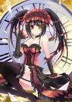  arm_support bare_shoulders black_hair breasts broken_glass choker cleavage clock clock_eyes corset date_a_live deizzo_bubunya dress glass gothic_lolita grin hairband hand_on_own_face heterochromia highres lace lace-trimmed_thighhighs large_breasts legs lolita_fashion lolita_hairband long_hair looking_at_viewer no_shoes panties pantyshot pantyshot_(sitting) red_eyes ribbon sitting skirt smile solo symbol-shaped_pupils thighhighs tokisaki_kurumi twintails underwear yellow_eyes 