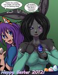  angel_loveridge animal_ears big_breasts black_fur black_hair black_stripes blue_eyes breasts cat_ears female fur hair human kate_summers lagomorph las_lindas long_hair mammal purple_hair rabbit sageofotherworlds smile 