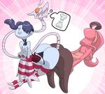  big_butt blue_hair blue_skin breasts butt cleavage clothed clothing crossover female gourgeist hair lips nintendo pok&eacute;mon skullgirls slb squigly stitches undead underwear video_games zombie 