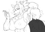 2026 5_fingers abs ambiguous_gender anthro armpit_fetish armpit_lick armpit_play bakushin_armpit_gif big_breasts biped black_nose breasts canid canine canis ciena_(rtr) cigarette clothed clothing domestic_dog duo eyelashes female fingers fur giraffe giraffid hair hat headgear headwear hi_res holding_object inner_ear_fluff jina_choi kissxmaker licking long_tongue mammal monochrome muscular muscular_anthro muscular_female musk nipple_outline shirt simple_background smoking snout tank_top tied_hair tight_clothing tongue tongue_out topwear tuft