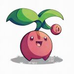  cherubi full_body looking_at_viewer mistray-art no_humans numbered open_mouth pokemon pokemon_(creature) signature simple_background solo white_background 
