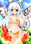  :o akino_sakura ass_visible_through_thighs bare_arms bikini blue_sky breasts butterfly_wings collarbone contrapposto cowboy_shot day earrings eyebrows_visible_through_hair flower hairband hibiscus jewelry long_hair looking_at_viewer medium_breasts musical_note musical_note_print navel orange_bikini original parted_lips pentagram_earrings pointy_ears purple_eyes side-tie_bikini sky star star_earrings striped striped_bikini swimsuit white_hair wings 