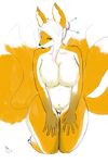  anthro breasts canine female fox hair kinne long_hair looking_at_viewer lucky mammal milf mother multiple_tails nude parent pinup pose sitting solo 