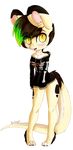  &lt;3 bixbyte blush bone chibi deadbeforedessert freckles green_hair hair long_tail looking_at_viewer mammal open_mouth sweater unknown yellow_eyes 