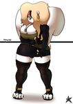  2014 anthro big_breasts blaqink blonde_hair breasts clothed clothing ear_piercing female green_nose hair long_hair mammal panini piercing shadow skunk solo standing 