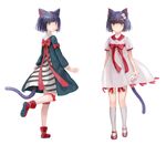  androgynous animal_ears blue_eyes bob_cut boots cat_ears dress flower full_body hair_flower hair_ornament kneehighs kuroi kuroinyan pixiv_fantasia pixiv_fantasia_new_world ribbon short_hair tail white_legwear 