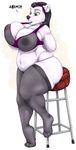  2014 anthro bear big_breasts black_hair bra breasts chubby clothed clothing female hair huge_breasts iko legwear long_hair mammal polar_bear solo stockings underwear 