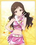  artist_request belt bracelet brown_hair idolmaster idolmaster_million_live! jewelry jpeg_artifacts kitazawa_shiho long_hair million_dreams official_art solo v yellow_eyes 