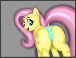  2014 butt camel_toe cutie_mark equine female feral fluttershy_(mlp) friendship_is_magic fur hair looking_at_viewer mammal my_little_pony open_mouth panties pegasus pink_hair presenting presenting_hindquarters rainingskys solo tongue underwear wings yellow_fur 