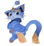 anus blue_body blue_eyes blue_fur blush chisanakei clitoris disembodied_penis domestic_cat duo felid feline felis female feral fur genitals hi_res league_of_legends looking_at_viewer looking_back looking_back_at_viewer male mammal neck_tuft penetration penis riot_games sex size_difference tencent tuft vaginal vaginal_penetration vulva yordle yuumi_(lol)