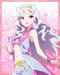  :d artist_request belt hairband heart idolmaster idolmaster_(classic) idolmaster_million_live! long_hair million_dreams navel official_art open_mouth pink_eyes shijou_takane silver_hair smile solo 