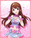  :d armlet artist_request bracelet brown_eyes brown_hair fingerless_gloves gloves hairband heart idolmaster idolmaster_million_live! jewelry long_hair looking_at_viewer million_dreams official_art open_mouth single_glove skirt smile solo tanaka_kotoha 