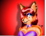  black_lips blue_eyes canine collar fox foxxi_vixen hair heart_pendant invalid_color make_up mammal michaelfox1986 piercing plain_background red_background red_hair top 