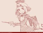  dated kantai_collection mechanical_halo monochrome red smile solo tatsuta_(kantai_collection) tegaki_draw_and_tweet twitter_username umekichi weapon 