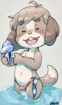  animal_crossing anthro bulge canine clothing dandi digby_(animal_crossing) dog male mammal nintendo solo speedo swimsuit video_games 