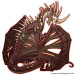  deity dragon female flight_rising horn neondragon plaguebringer red_eyes solo spines wings 