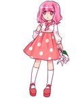  bad_id bad_pixiv_id blush_stickers brillante dreaming_mary dress flower long_sleeves mary_(dreaming_mary) mary_janes pink_eyes pink_hair shoes short_hair socks solo 
