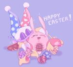 2024 alternate_species ambiguous_gender ariarik_o0 biped blush blush_stickers bodily_fluids censor_bar censored censored_genitalia censored_vulva clothing cute_fangs digital_drawing_(artwork) digital_media_(artwork) duo easter easter_egg egg english_text eye_roll eyes_closed face_lick fangs feet female female/ambiguous fluffy fluffy_tail fool's_hat front_view fur furrification genitals hat headgear headwear heart_symbol hi_res holding_partner holidays ineffective_censorship japanese_description kirby kirby_(series) lagomorph leporid licking licking_another licking_partner looking_pleasured lying mammal marx_(kirby) nintendo on_back one_eye_closed oviposition pawpads pink_body pink_fur pink_pawpads pink_vulva plump_labia pupils purple_body purple_eyelids purple_fur rabbit red_body red_fur scut_tail short_tail spread_legs spreading sweat sweatdrop tail talons teeth text toes tongue tongue_out vulva waddling_head white_pupils wings