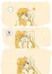  2girls 3koma 4koma artist_request blush cheek_kiss comic couple fate_testarossa flustered kiss kiss_on_cheek long_hair lyrical_nanoha mahou_senki_lyrical_nanoha_force mahou_shoujo_lyrical_nanoha mahou_shoujo_lyrical_nanoha_strikers mahou_shoujo_lyrical_nanoha_vivid multiple_girls ponytail smile takamachi_nanoha very_long_hair yuri 